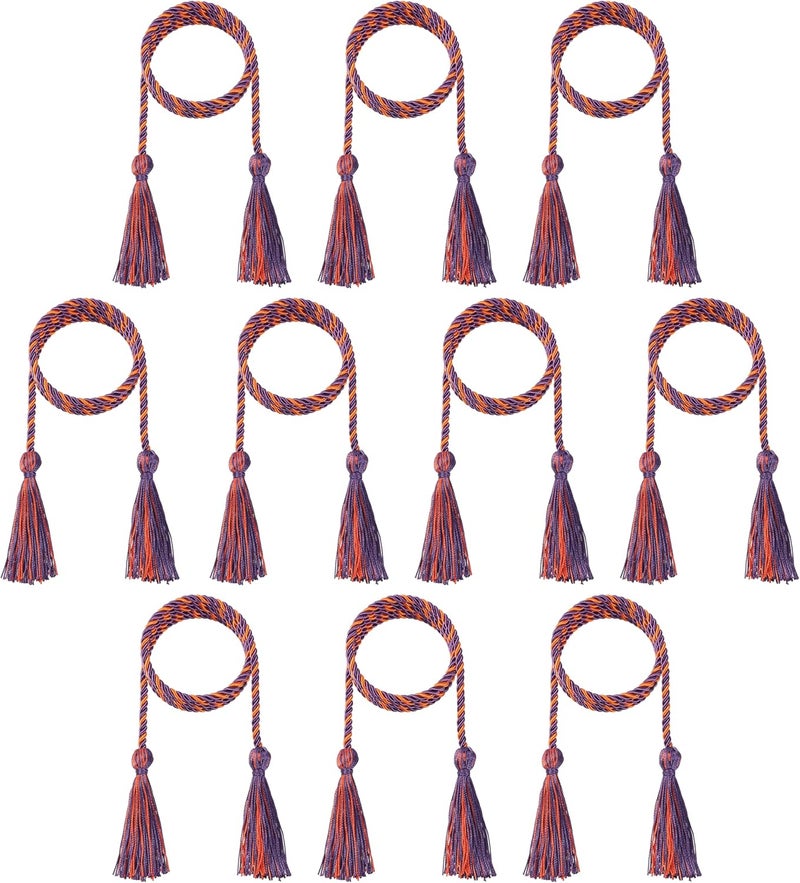 D DODOU 10 Pieces Graduation Cords Polyester Graduation Honor Braided Cords with Sewing Tassels for Bachelor, Master, Doctor 68" Long (Purple Orange) - Image 1